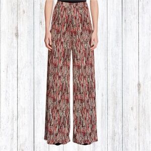 Alice + Olivia Athena Red, Black & Cream Patterned Wide-Leg Pants Trousers 4